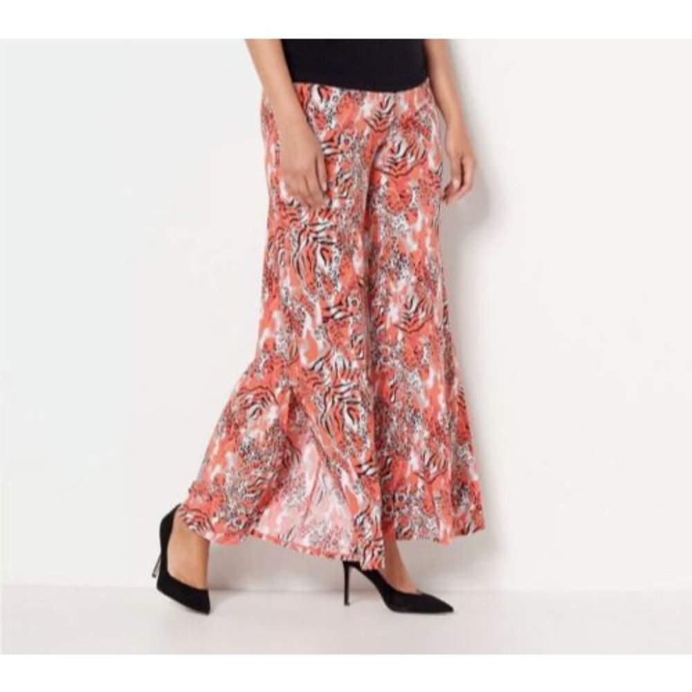 Women with Control Printed Wide Leg (Candy Coral, Small) A399494